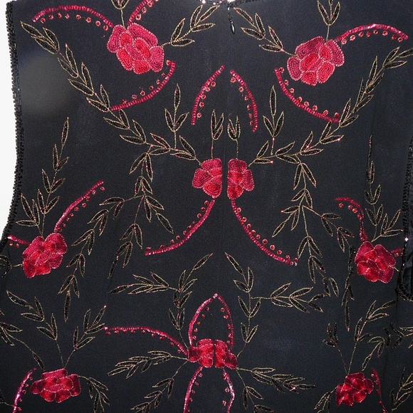 Embroidered Floral Beaded Sleeveless Blouse Evening Holiday size 24W New - Picture 4 of 13